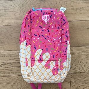 Baseball Lifestyle 101 Strawberry Pink Sprinkle Ice Cream Drip Kids Backpack NEW